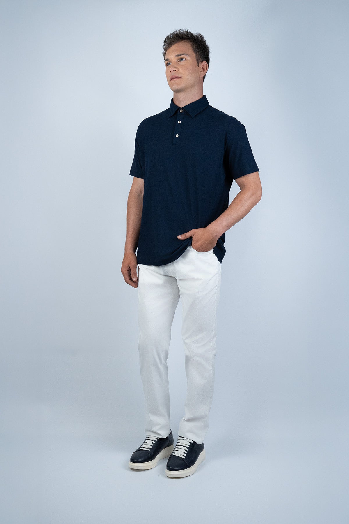 Mazzarelli Lacivert Pamuk T-shirt