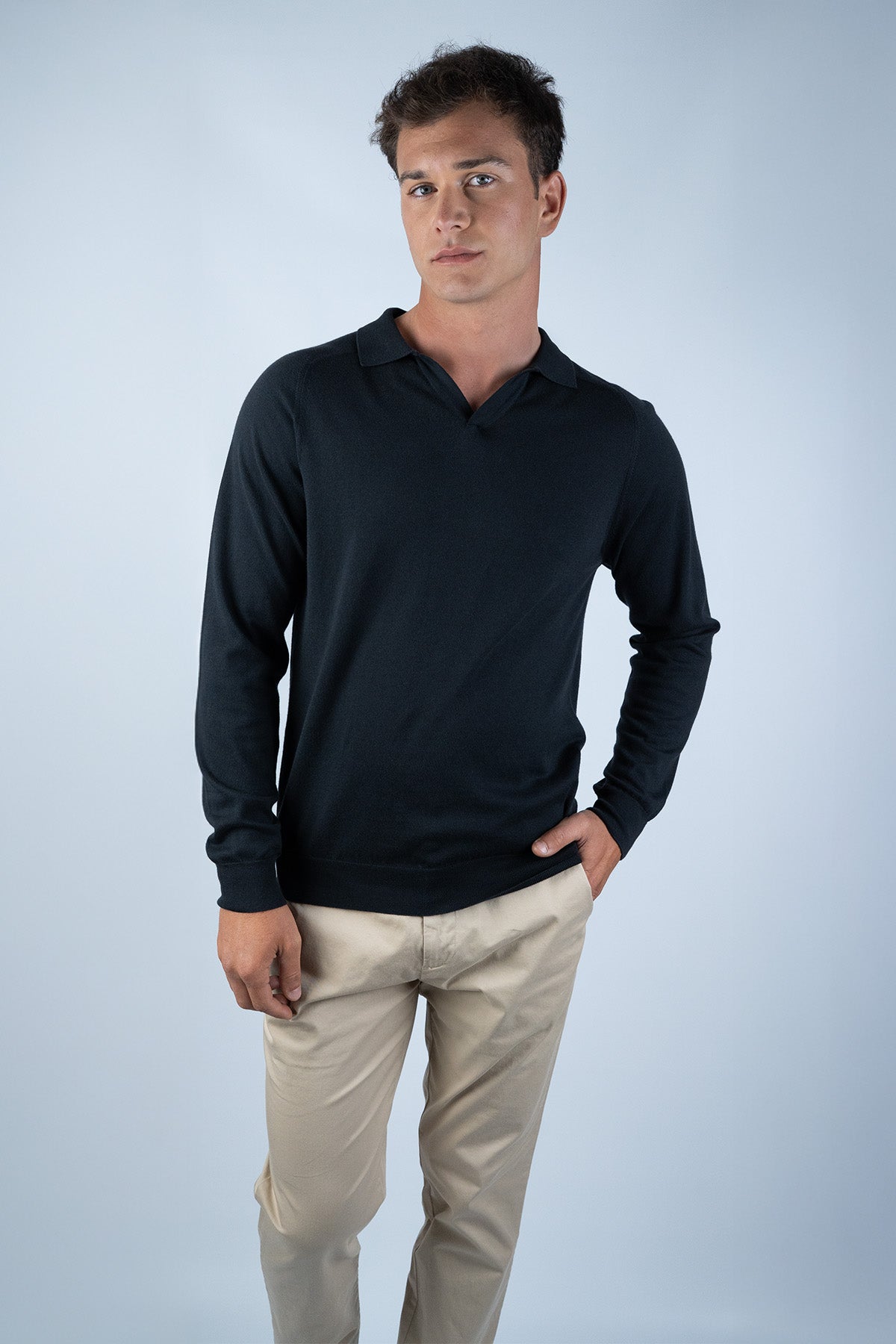 Sunspel Siyah Pamuk Polo Shirt