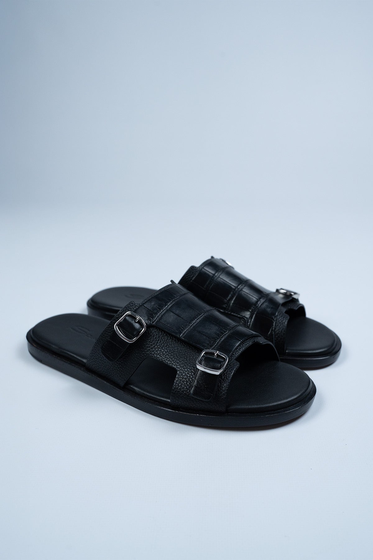 Santoni Siyah Timsah Derisi Terlik