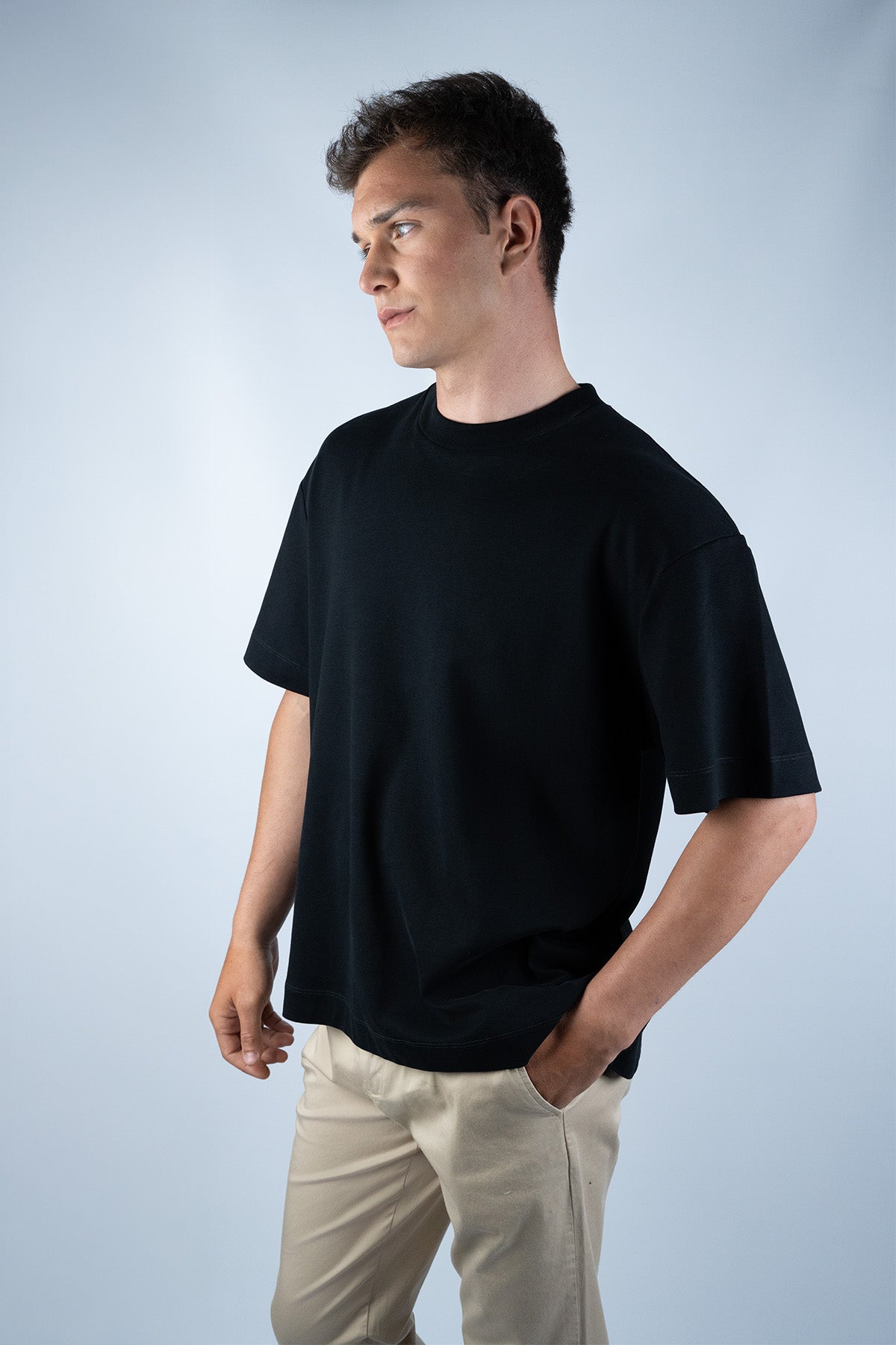 Sunspel Siyah Pamuk T-shirt