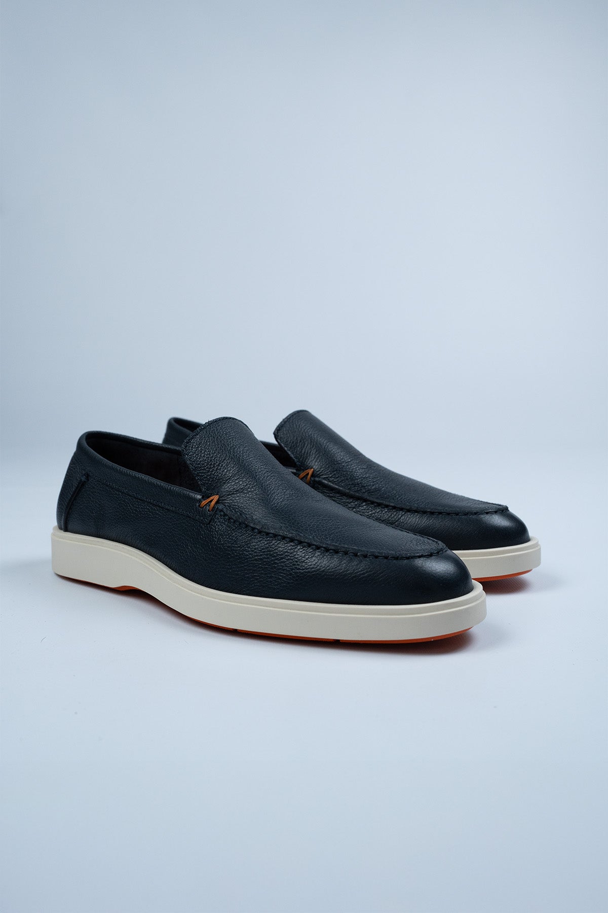 Santoni Lacivert Deri Loafer