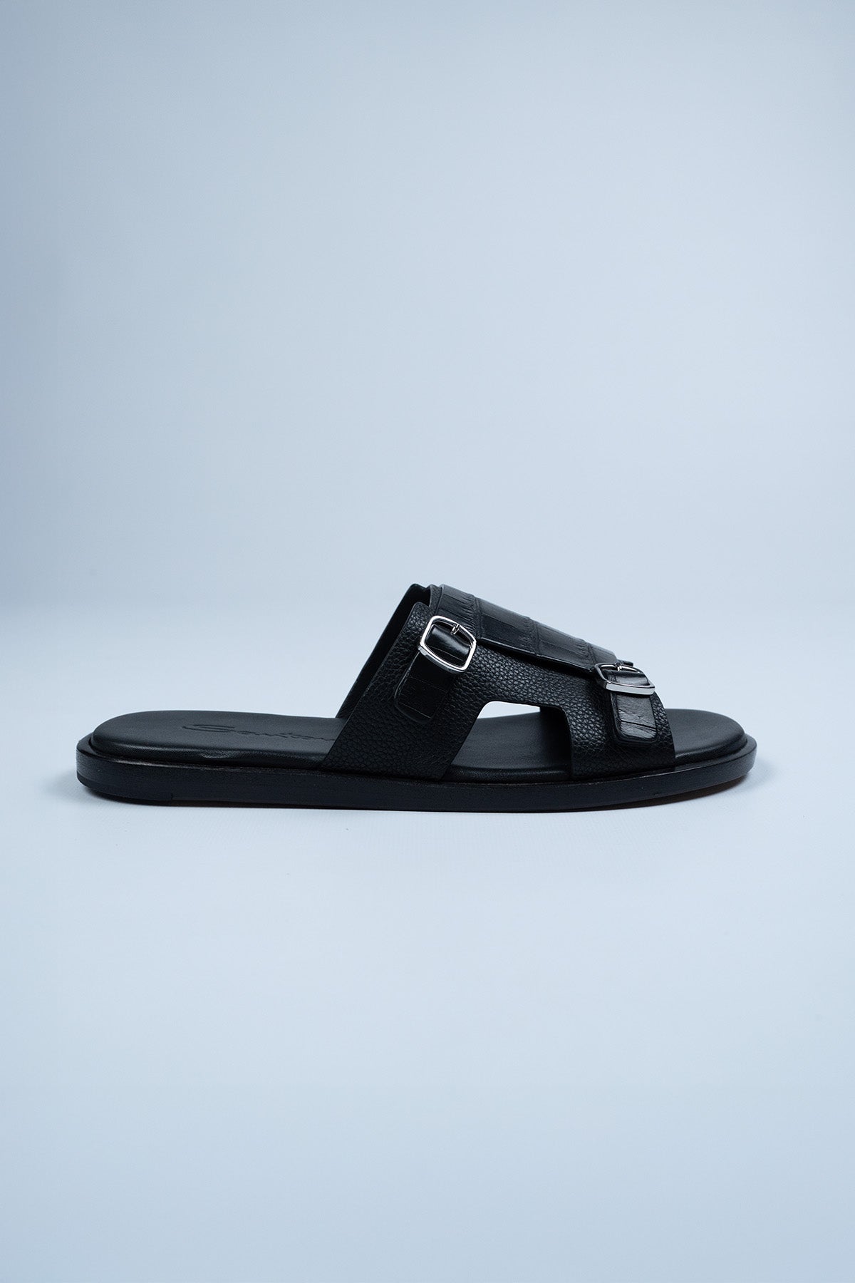 Santoni Siyah Timsah Derisi Terlik